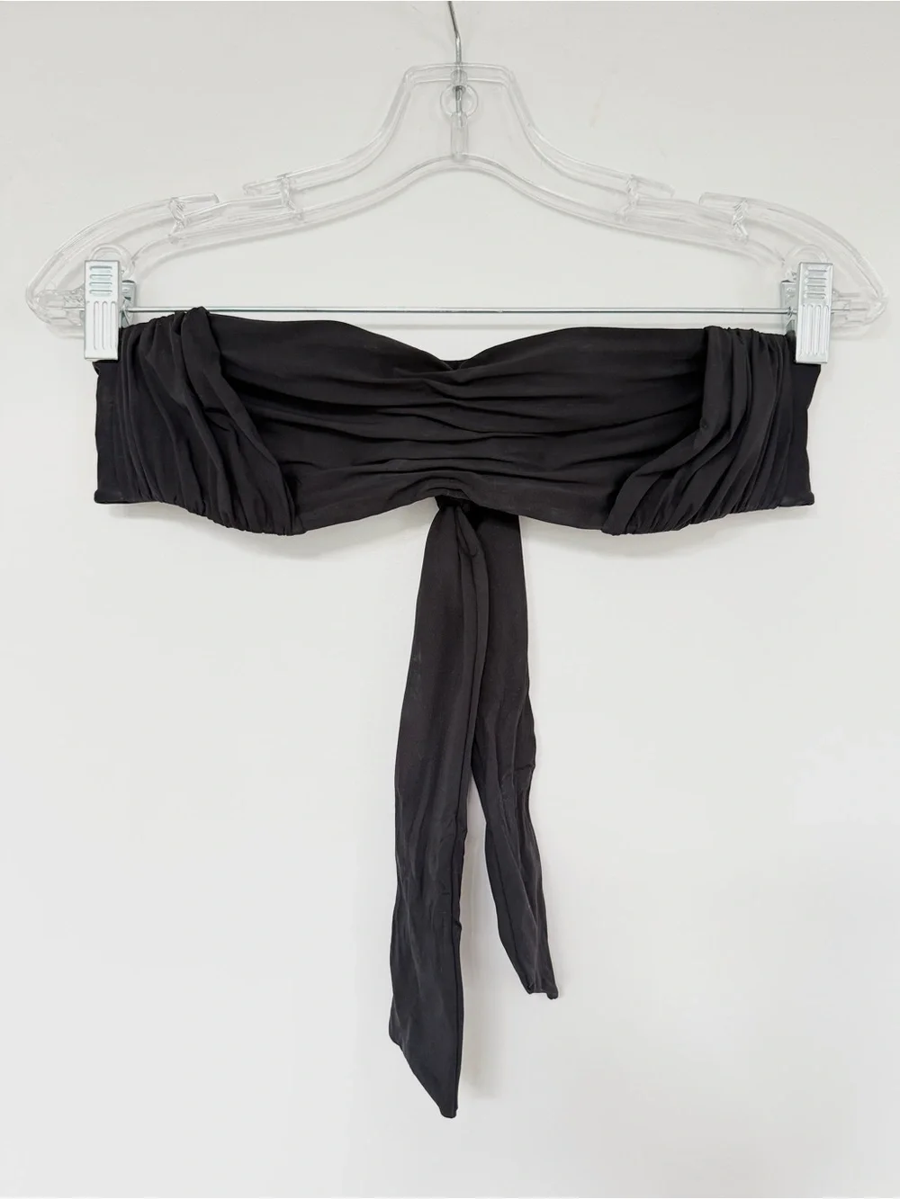 La Perla black strapless ruched bandeau luxury designer swim suit top